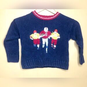 Kitestrings Sweater 3T Tight Knit Blue Yellow Long Sleeve Football
